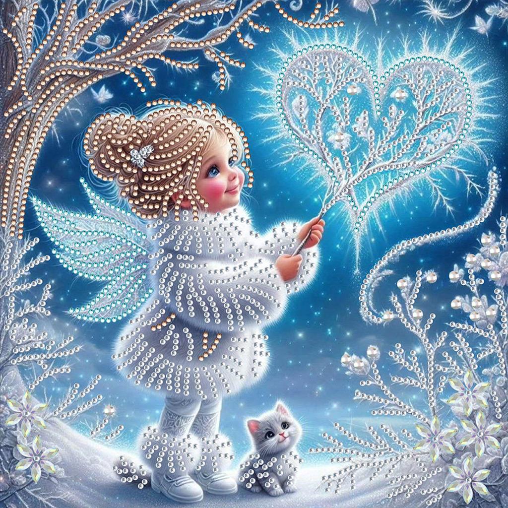 Snow Girl 5D DIY Diamond Art Painting Kits for Home Wall Decor Diamond Art Kits Crystal Rhinestones Diamond Painting 30x30cm