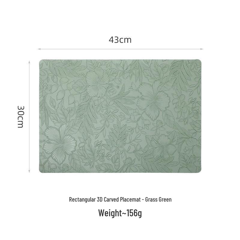 Vintage French PVC Leather Non-Slip Heat-Resistant Carved Placemat