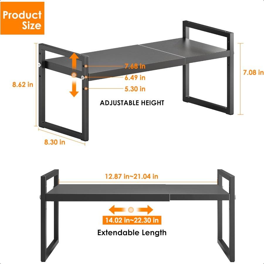 

Расширяемый кухонный органайзер для столешницы, штабелируемые органайзеры для полок шкафа, экономящая место стойка для специй, хранение в кладовой для ванной комнаты United States