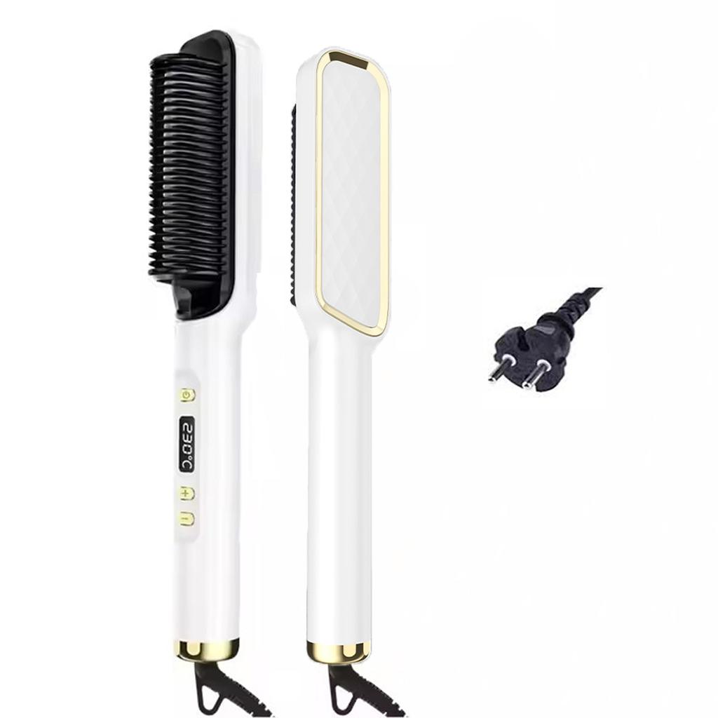 Electric Hot Comb Ceramic Beard Straightening Styler Flat Iron Hair Straightener Brush Negative Ion Anti-Scalding Styling Tool