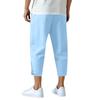 Men's Linen Drawstring Cropped Pants, Casual Athletic Trousers