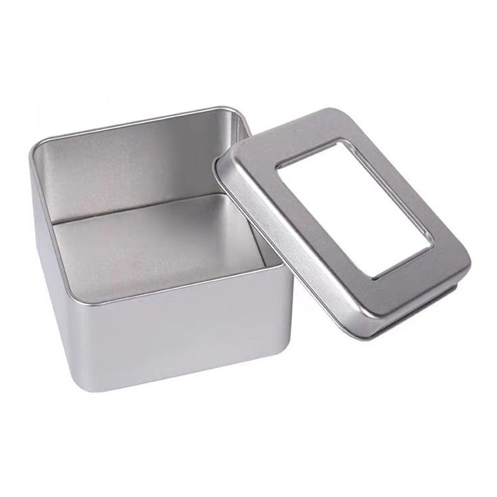 

Прочная круглая квадратная жестяная коробка Контейнер для муссового десерта и ювелирных изделий Коробка с прозрачным окном Жестяная коробка для хранения ручной работы DIY Банка для пищевых продуктов