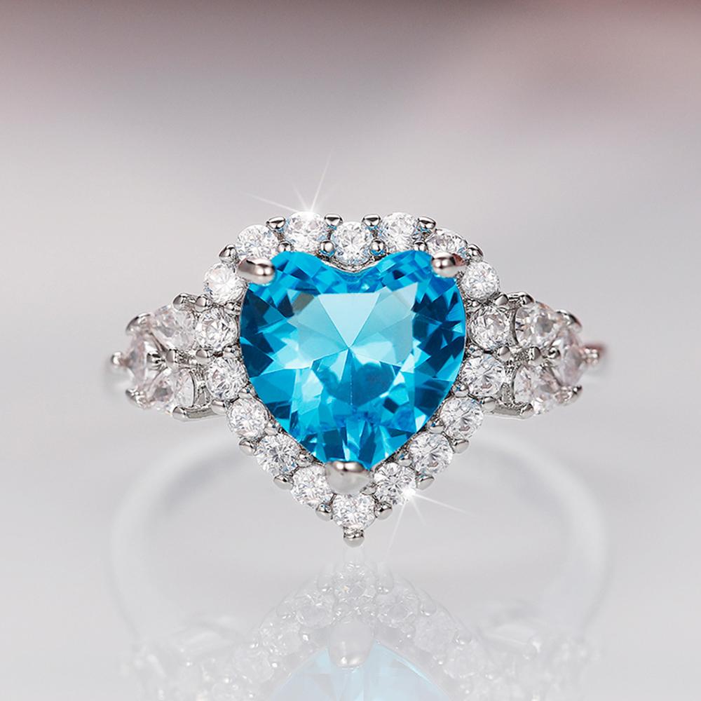 New Bright Colored Love Cubic Zirconia Rings for Women Romantic Bridal Wedding Ceremony Party Accessories Gift Trendy Jewelry