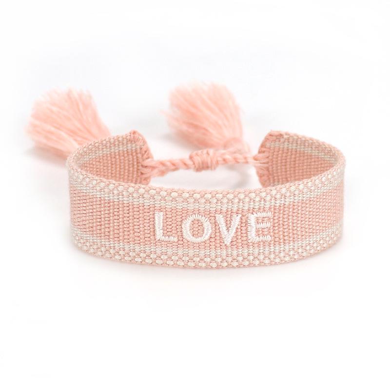 Customizable Women s Fashion Letter Tassel Embroidery Bracelet