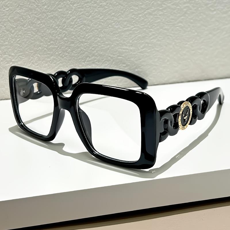 

Очки в квадратной оправе большого размера - модные прозрачные линзы, металлический шарнир, прочный материал ПК, модные очки для повседневного ношения чёрный