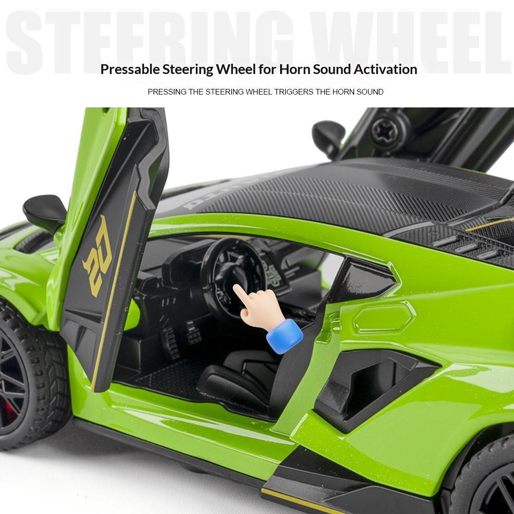 1:32 Scale Lambo Alloy Die-cast Sports Car 4-door Pull-back Sound and Light Base Car Model Children's Toy Ornaments Gift