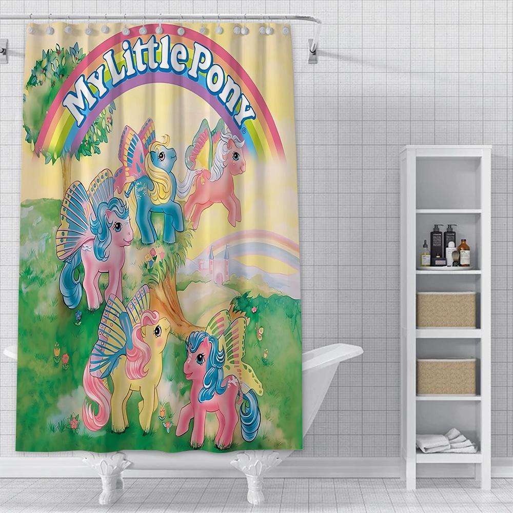 Hot Cartoon My L-Little P-Pony Shower Curtain Waterproof Polyester Fabric Paint Colorful Bath Curtains Curtain with Hook