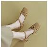 Fashion Womens Shoes 2024 Round Toe Breathable Female Sandal Med Clear Heels Luxury Comfort Girls Beige Medium Summer Block Low
