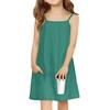 Children's Sleeveless Square Neck Summer A-Line Casual Holiday Suspender Dress