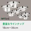 Wahei Freiz 33cm Stainless Steel Cooking Pot with Glass Perfect for Cooking Large from Homiya Lid, 12.7L, Induction/Gas Compatible, Groups,