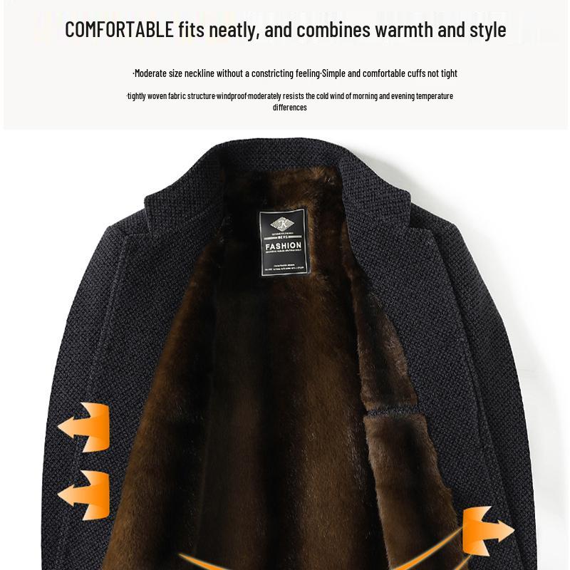 2025 Bestselling Dad Style Woolen Coat: Thick Chenille Stand-Up Collar Jacket for Middle-Aged & Elderly, Autumn/Winter Collection