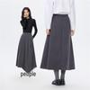 Giordano Women's Faux Wool Pleated A-Line Midi Skirt