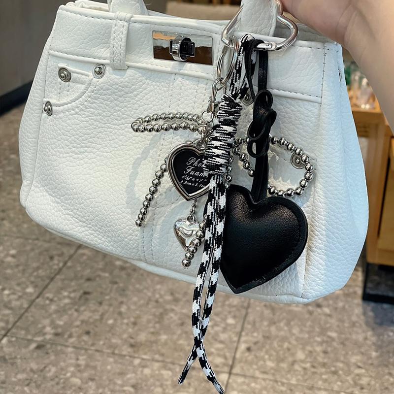 Bag Charm Trendy Leather Bow Delicate Beaded Car Key Holder Bag Pendant Decoration For Girls Gift