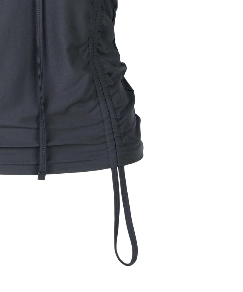 ROCKCAKE Shirring Hoodie Top - Charcoal