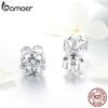 Bamoer Authentic 925 Sterling Silver Classic Clear Cubic Zircon Small Stud Earrings