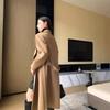 Women's Extra Long Wool Double-Faced Overcoat - Autumn/Winter Fashion with Suit Collar