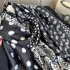 New cashew flower polka dot splicing fashionable imitation silk scarf with sunscreen Korean version scarf beach towel tide