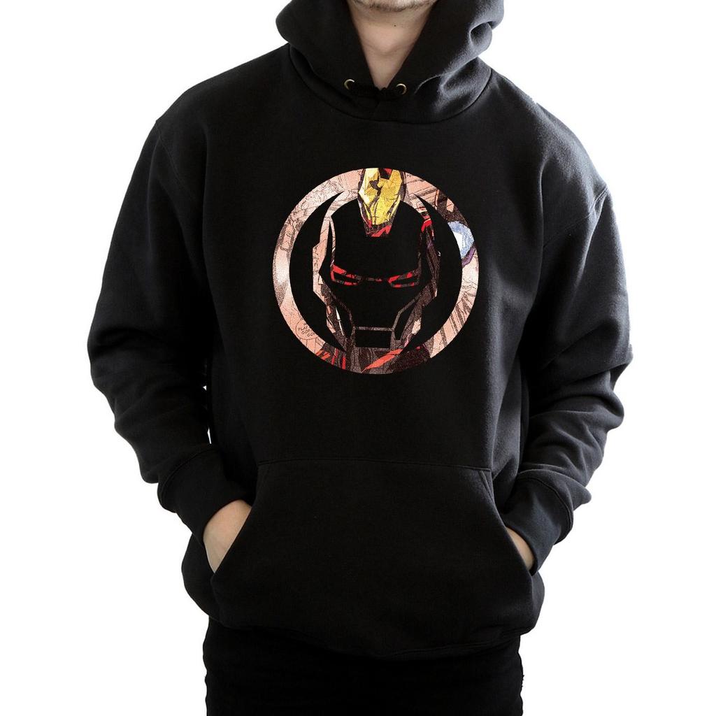 Marvel Mens Iron Man Montage Symbol Hoodie