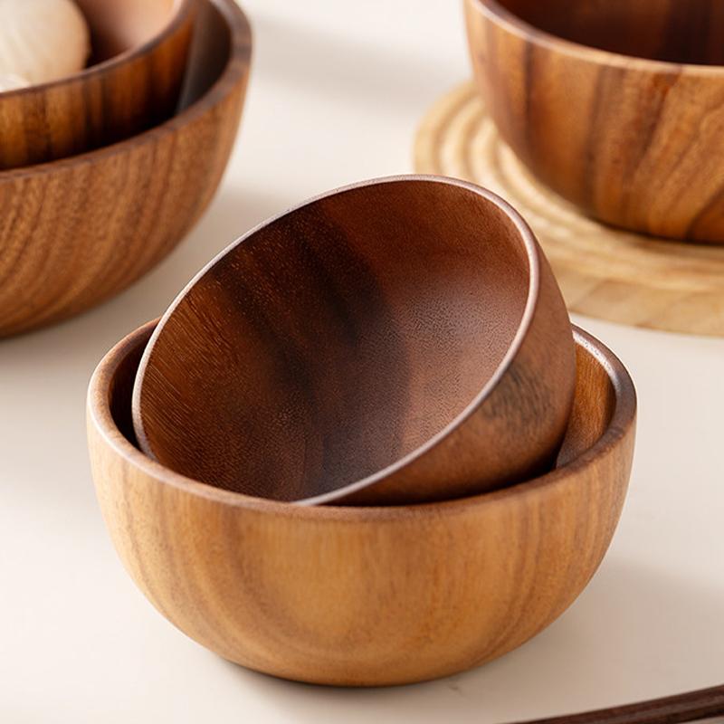 Durable Wooden Salad Bowl Cutlery Holder with Storage Practical for Kitchen Table Large Capacity Home Dining