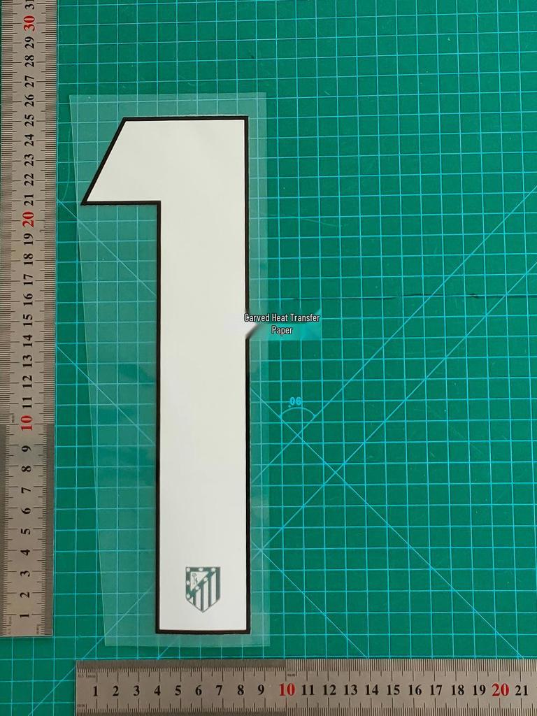 Atletico Madrid 25-26 Away Jersey Number and Letter Heat Transfer Stickers, B Grade, Adult Size