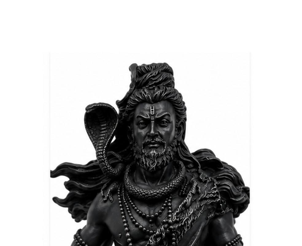 TreegoArt Statuetta Bholenath Mahadev Nera Fatta a Mano da Appoggio per Stanza delle Preghiere, Tempio di Casa e Ufficio - Altezza 4,5 Pollici (circa)