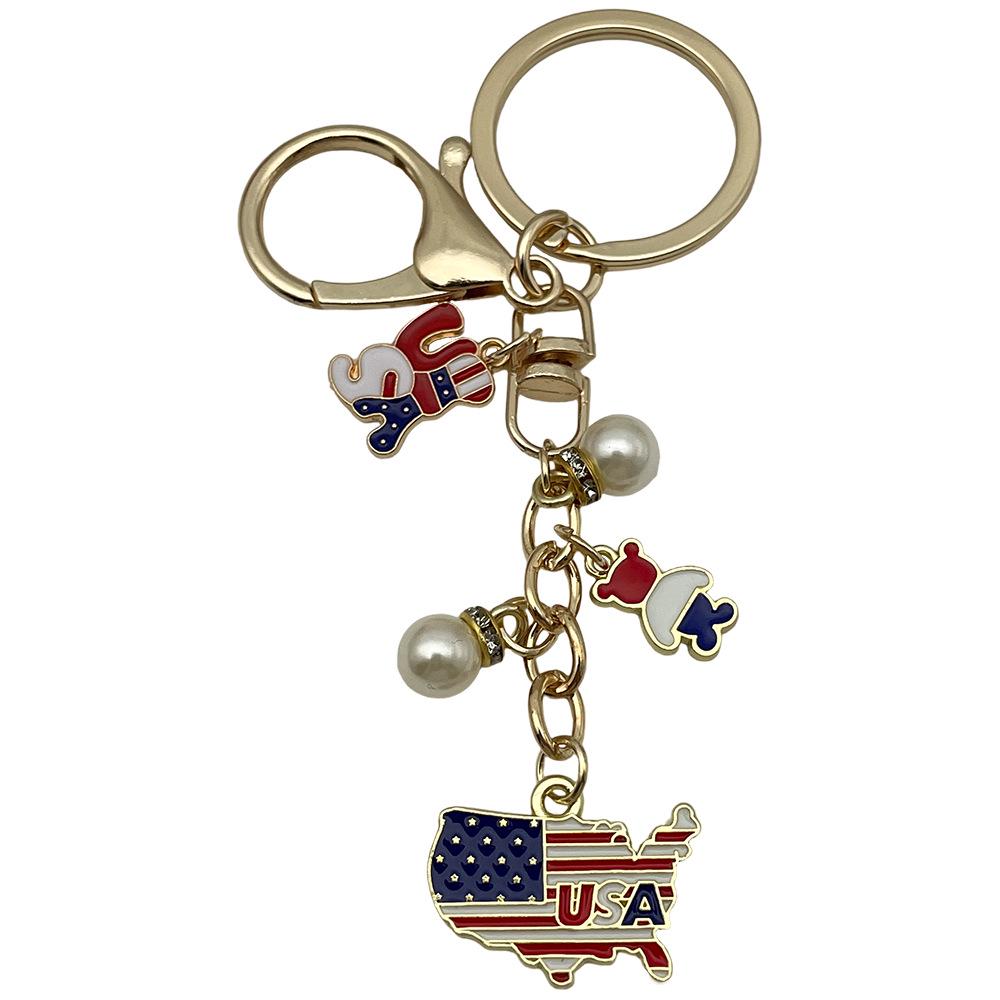 Independence Day Flag Heart & Star Earrings Keychain Pendant