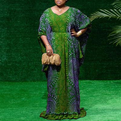Women Plus Size V Neck Printed Short Sleeve Dresses