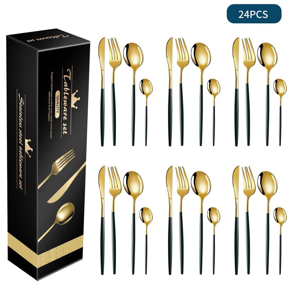 Stainless Steel Cutlery Set: 16/24-Piece Steak Knives, Forks, Spoons In Gift Box