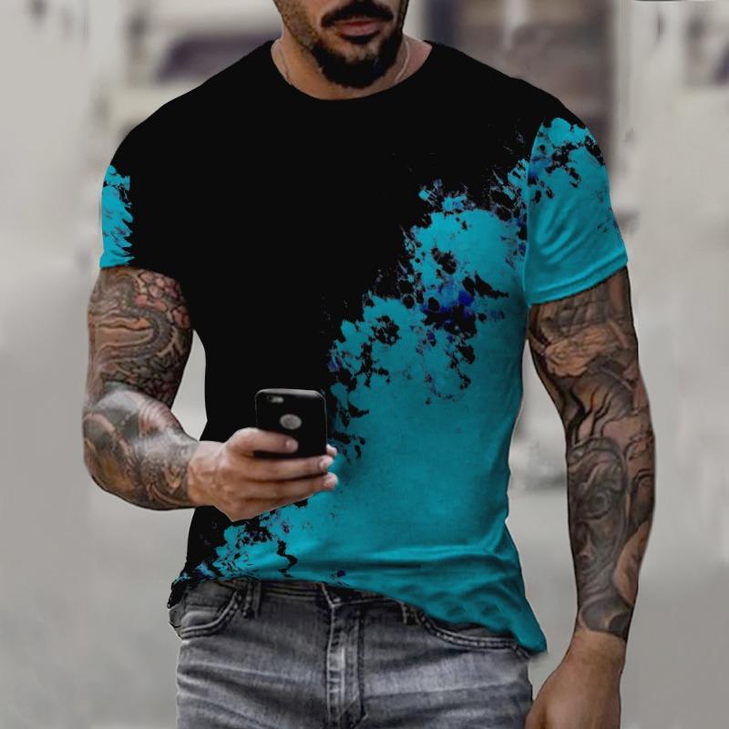 Summer Retro Men's T-shirt Trend Street Personality Tough Guy Sports Short Sleeved O-neck Wide Shirt