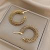 FLASHBUY Stainless Steel Gold Color Geometric Metal Mesh Earrings for Women Girls New Trend Hoop Ear Jewelry Gift