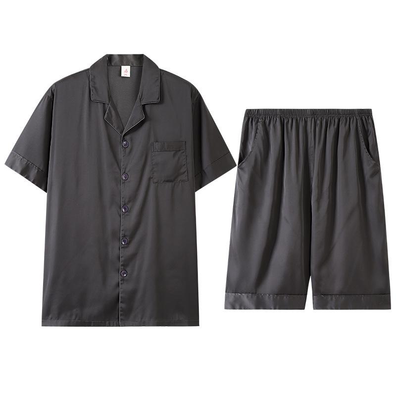 Pajamas Men's Summer Ice Silk Short Sleeve Shorts Silk Homewear Summer Summer Thin High-end Men's Suit