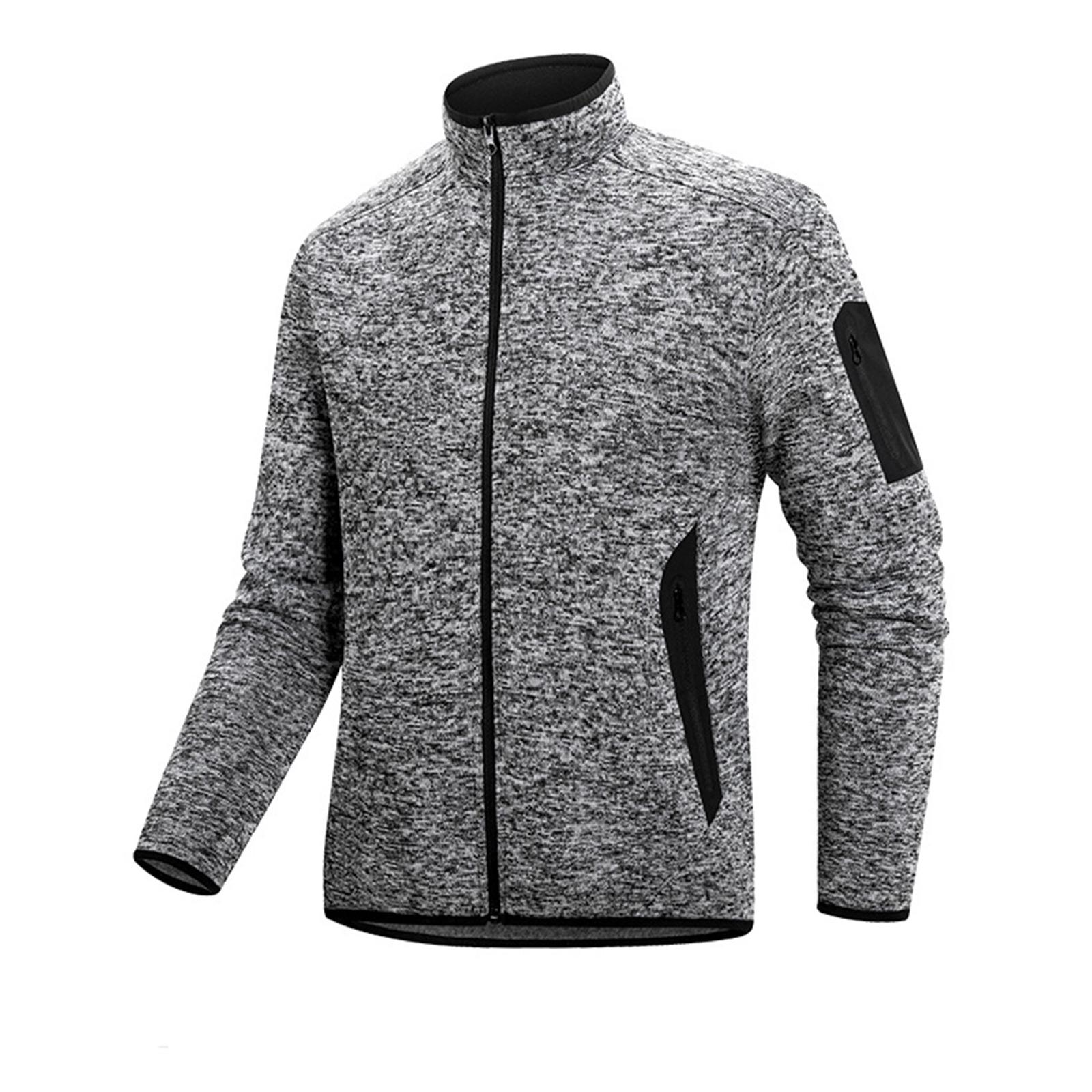 Men s Color Turtleneck Zipper Jacket Outdoor Couple Casual Sports Long Sleeve Coat L