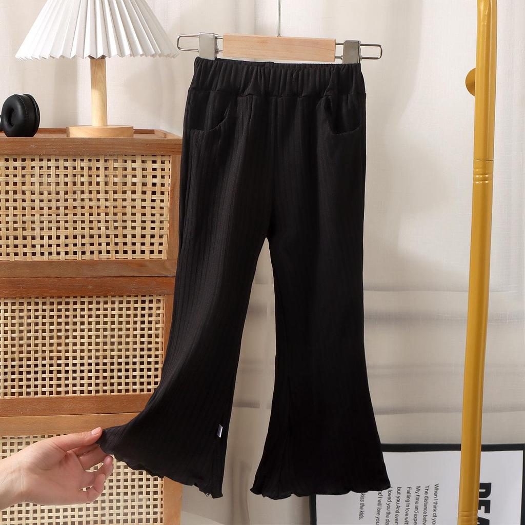 Summer 2025 Girls' Flare Pants: Korean Style Mosquito-Repellent Trousers for Toddlers and Young Children In Solid Colors