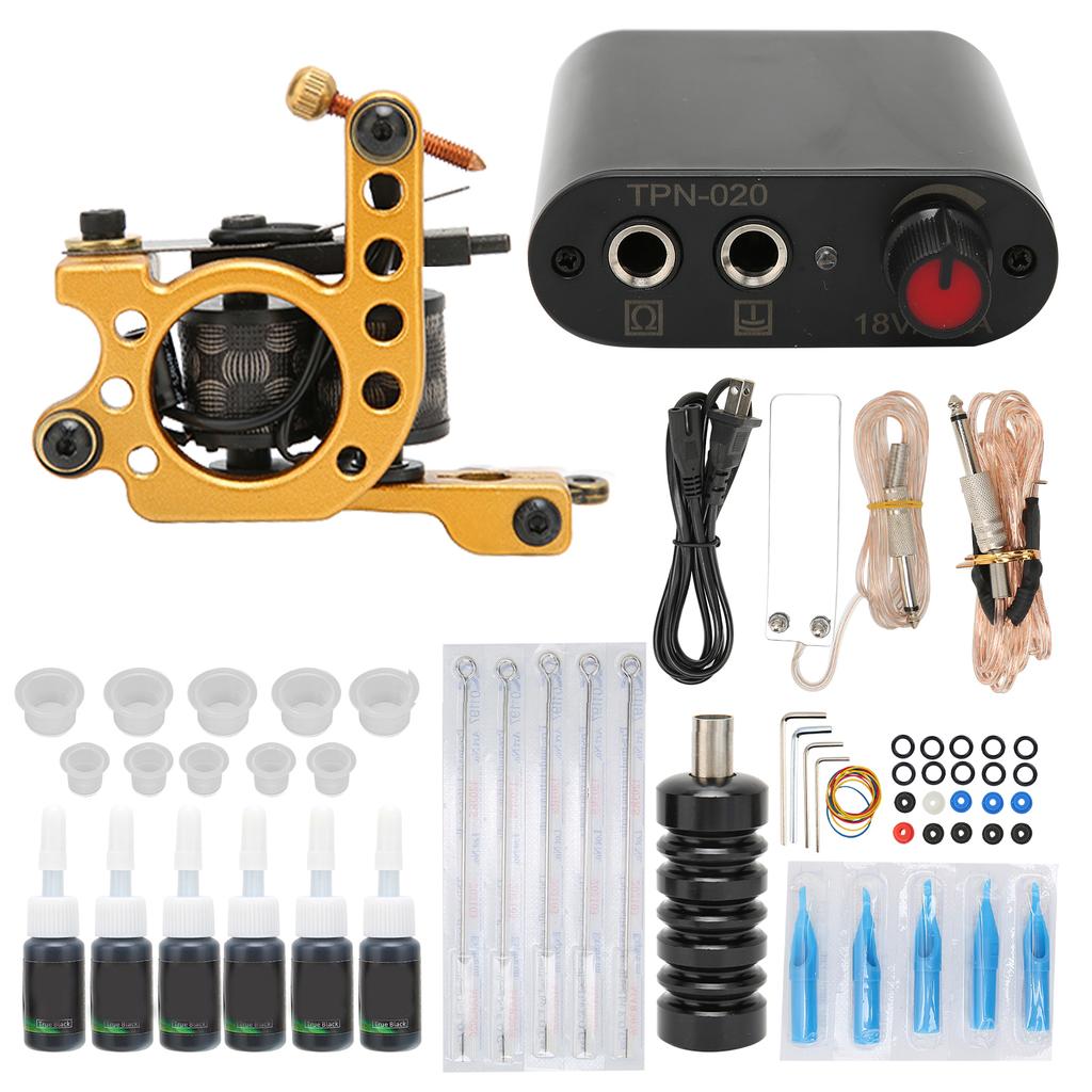 Coil Tattoo Machine Power Supply Clip Cord Foot Pedal Practice Tattoo Ink Beginner Tattoo Kit