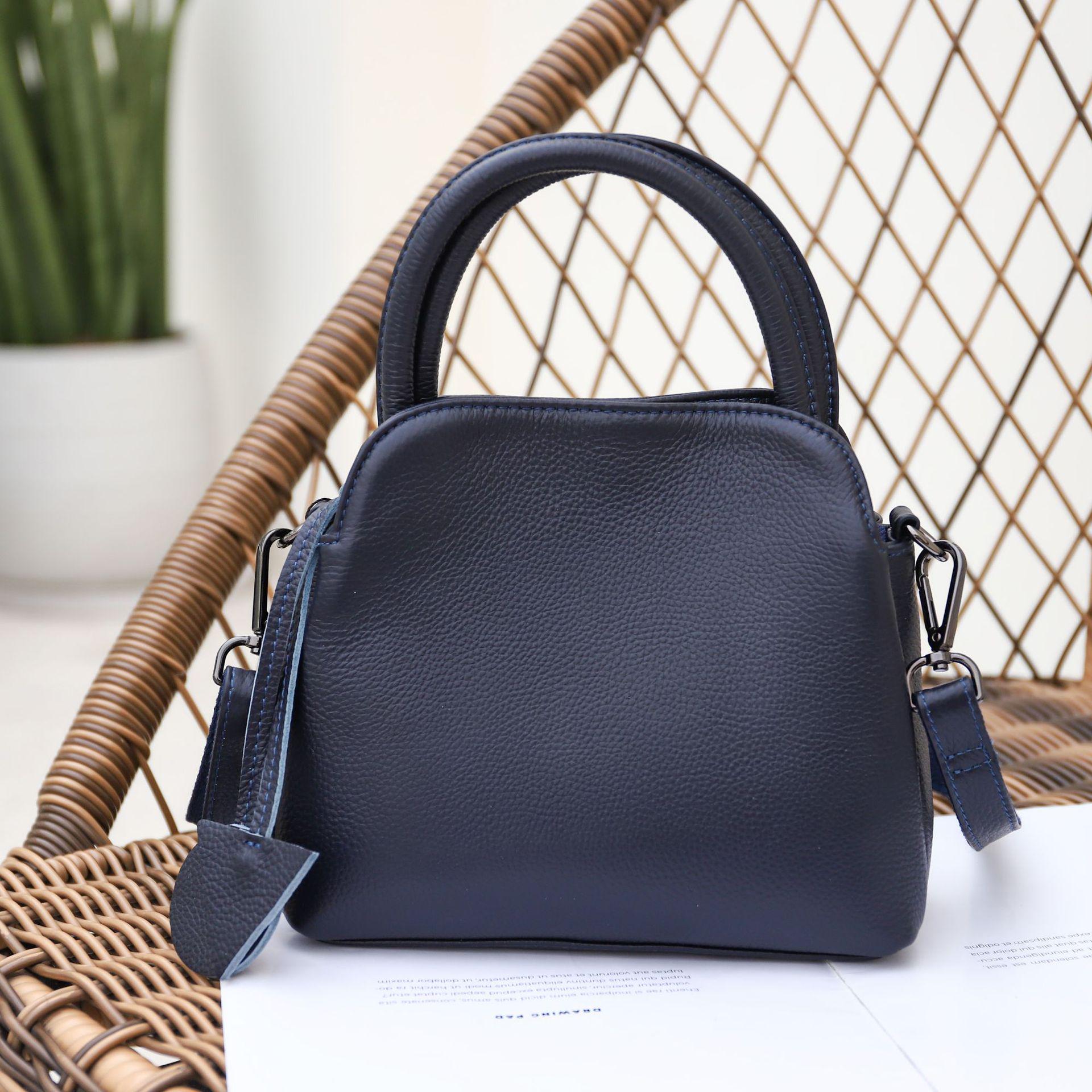 

Женская сумка через плечо из натуральной кожи с верхней ручкой - элегантный европейский и американский стиль 2025 г.