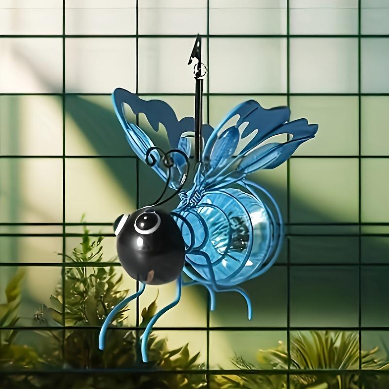 

1pc Solar-Powered Metal Bee Garden Light – Vibrant Cartoon-Themed Outdoor Statue, Solar Charging, Nickel Battery, Outdoor Use, Garden Decoration синий