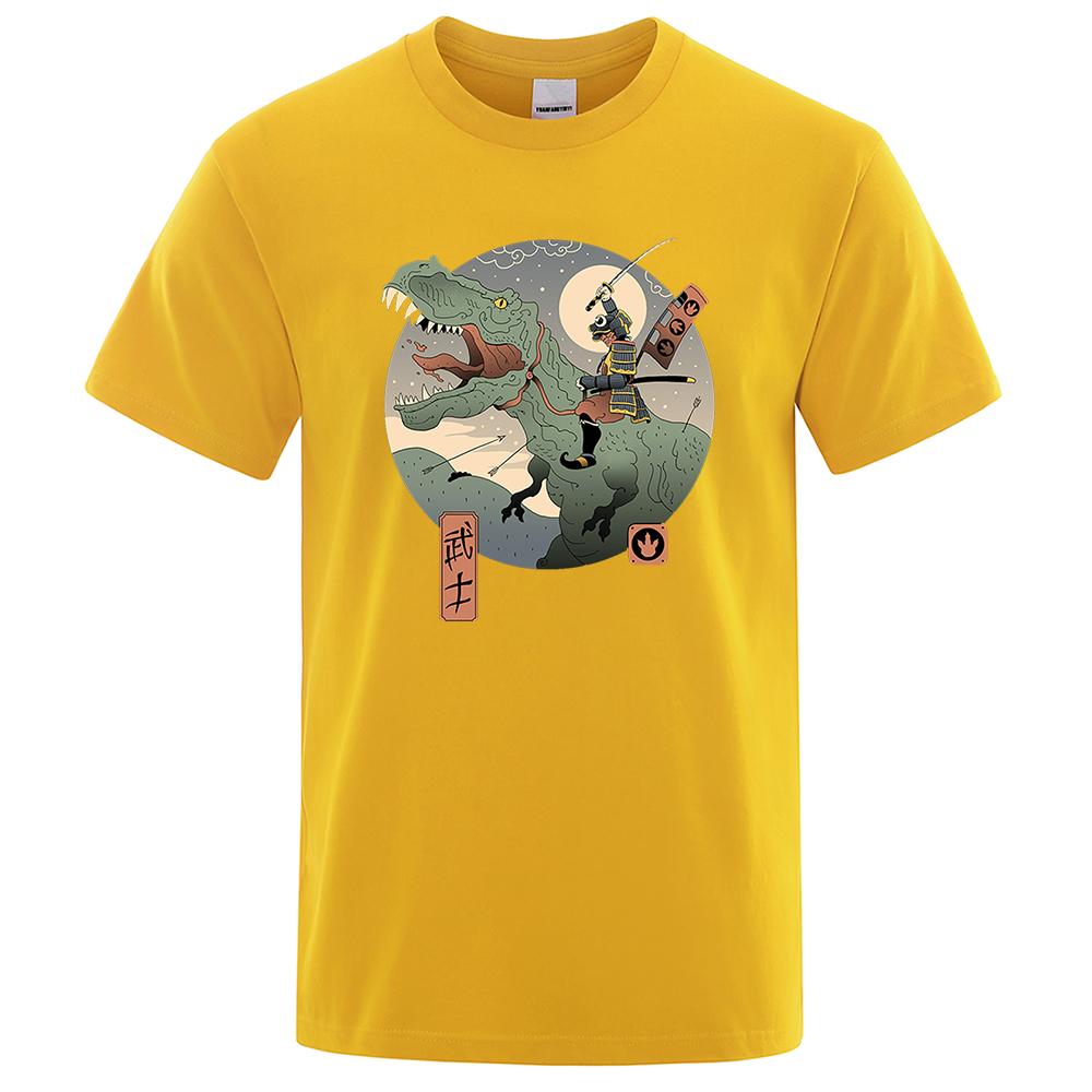 

Японская одежда самураев в стиле Харадзюку Ukiyo E Юрского периода, мужская мода, уличная свободная футболка, футболка большого размера, хлопковая футболка 3XL