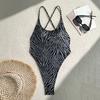 Zebra Printed Tankini Bikini Suit Women's Sexy One-Piece Thong Swimsuit Summer Backless Tight Beach Bikini Sets Female