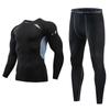 Men's Fleece-Lined Breathable Fitness Set: Warm Base Layer Tights & Long Sleeve Shirt for Running/Basketball