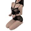 Rivet decoration transparent yarn exposed buttocks royal sister leather bundled lingerie maid sexy uniform