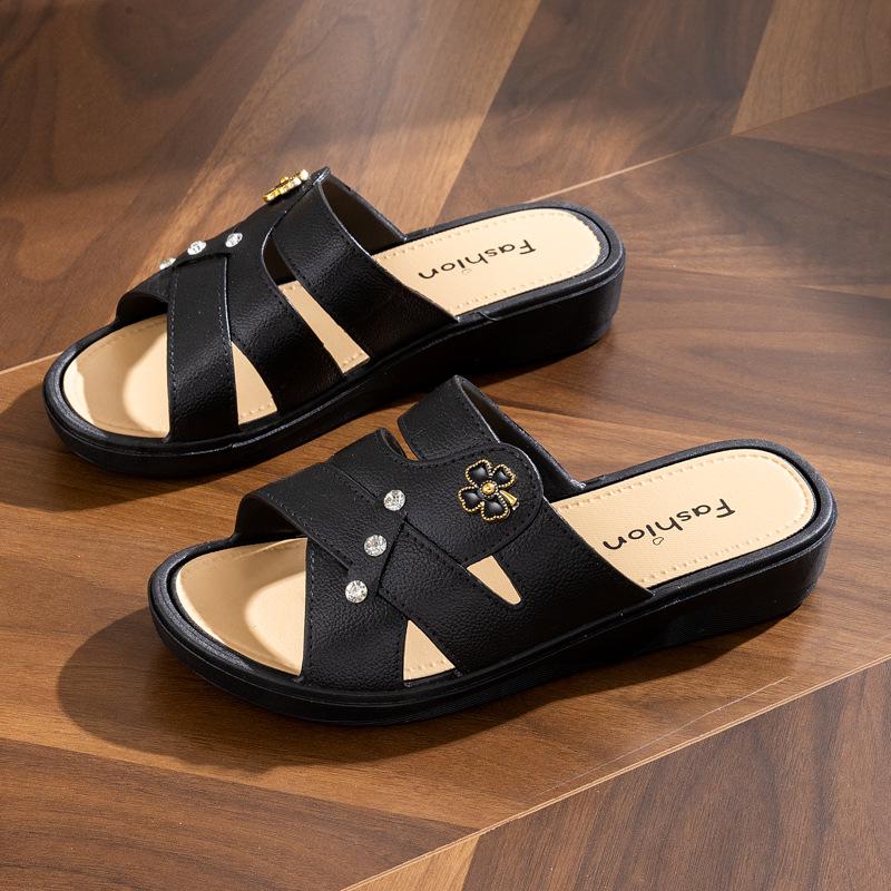 Women's Summer Platform Wedge Heel Non-Slip Mid-Heel Slippers