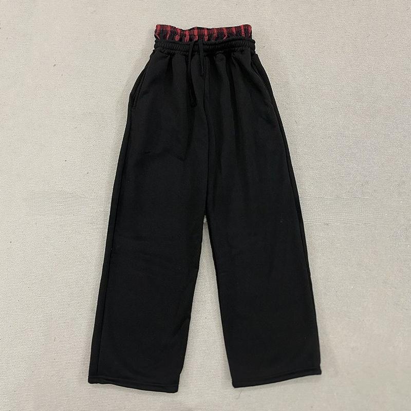 European and American Street Double Waisted Lace Up Men's and Women's Y2k Retro Straight High Waisted Hip-hop Pants