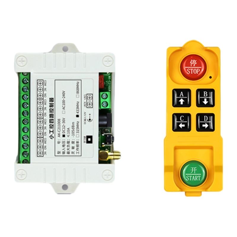 433Mhz Wireless Remote Control Switches 12V-36V/220V 4CH Receiver Module with 4-channel Remote Transmitter Set
