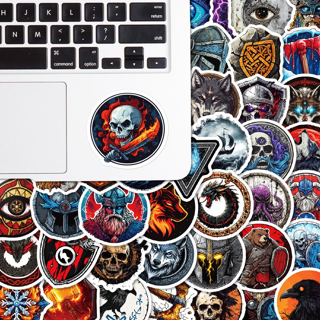 50 Viking Style Graffiti Stickers Skull Eyes Wolf Elements Skateboard Guitar Diy Decorative Stickers
