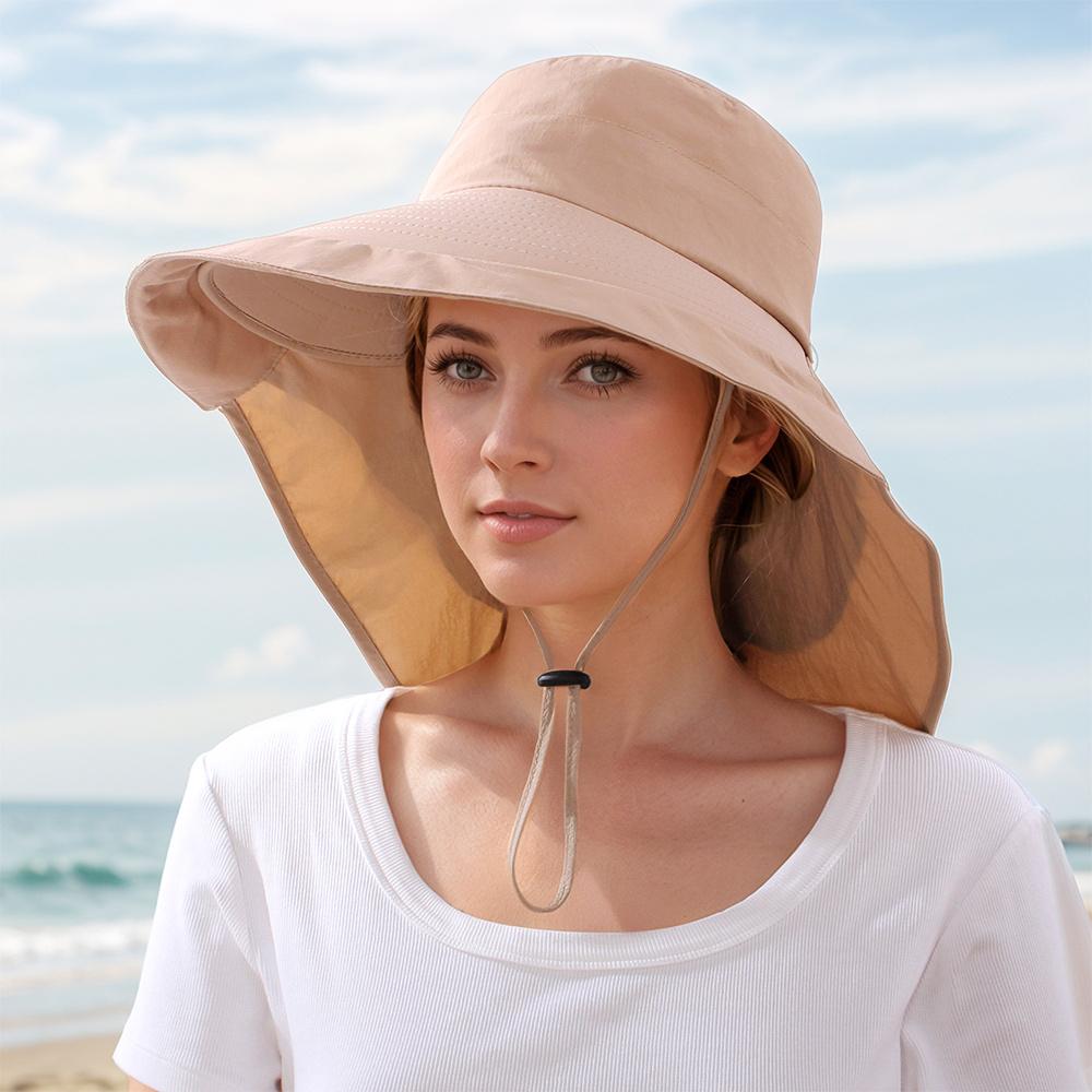 UV Protection Outdoor Bucket Hat Foldable Neck Flap Hat  for Hiking Fishing Travel