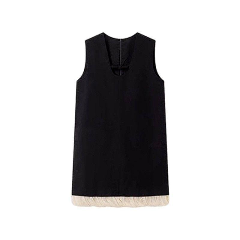 

2024 French-Inspired A-line Short Dress: Women s Black Sleeveless Tank Top Small чёрный