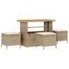 Canapés de Jardin 14 Pièces avec Coussins Beige Poly Rotin Acacia, Canapé de Jardin 2 Places avec Coussins Beige Poly Rotin, 3362201