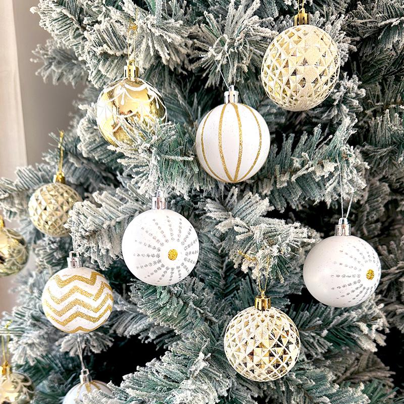 30pc/box Painting New Year Sparkling Christmas Balls Gifts Christmas Tree Pendants Home Hanging Pendants Exquisite 6cm