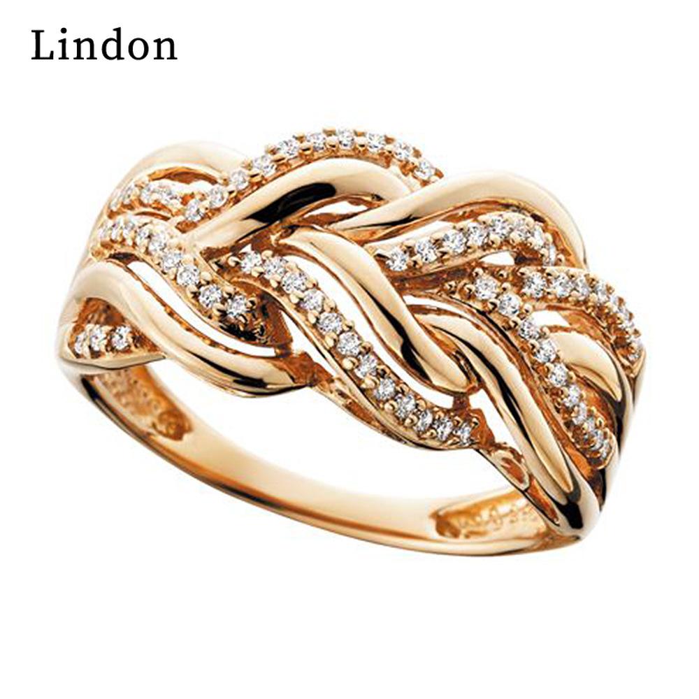Lindon – bague classique en alliage de cuivre et Zircon, bijoux pour dames, cadeau de fête de promesse de mariage