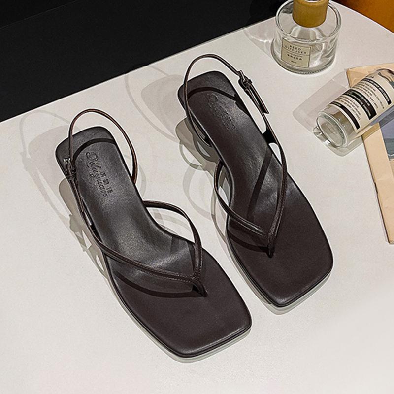 

Fashion clip toe narrow band women sandals high heels summer shoes sexy ladies thong sandalias party shoes sandalias de mujer verano2025 34 коричневый